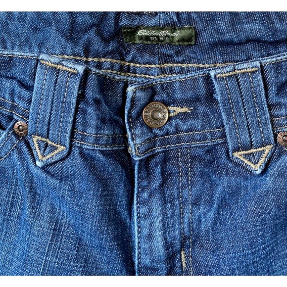 Eddie Bauer Womens Boot Cut Jeans Blue Pockets Dark Wash Mid Rise Denim 6 R - Picture 7 of 11